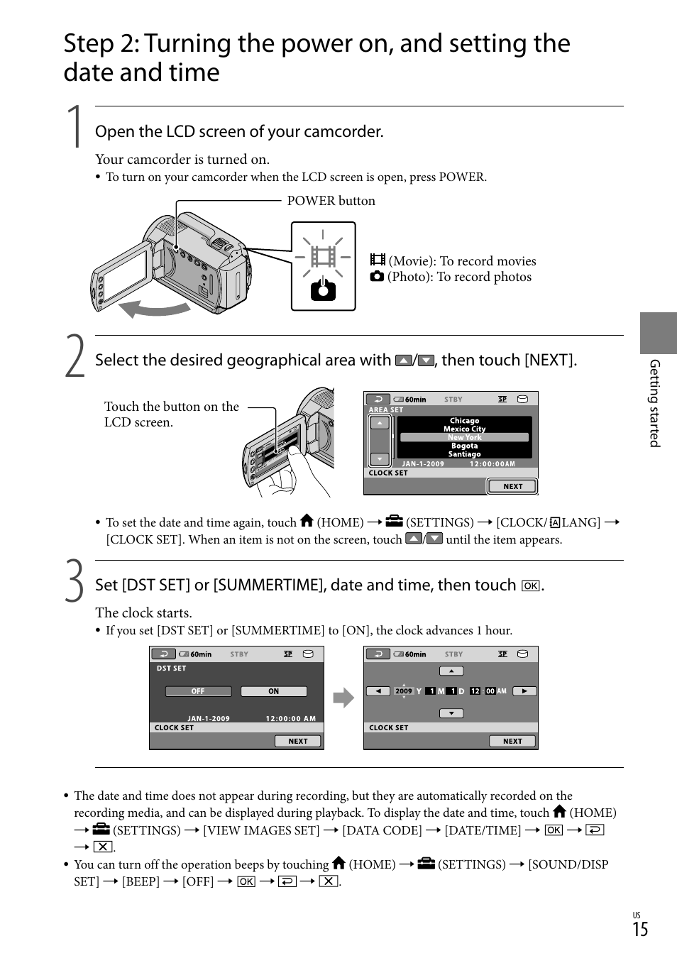 15) o | Sony DCR-SR67 User Manual | Page 15 / 116