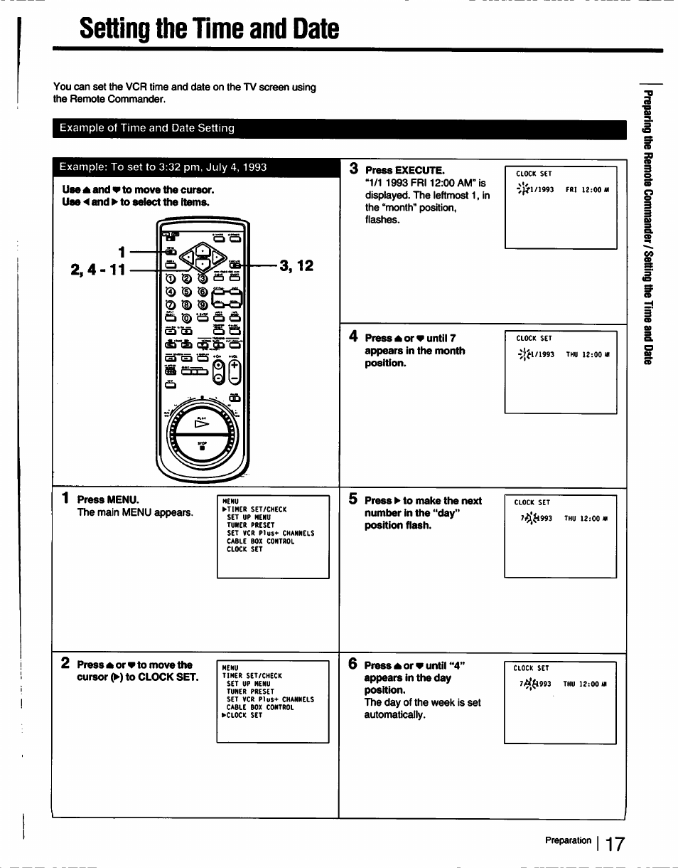 Setting the time and date, D id, Lirdb c^.&"i3r | Sony SLV-750HF User Manual | Page 17 / 66