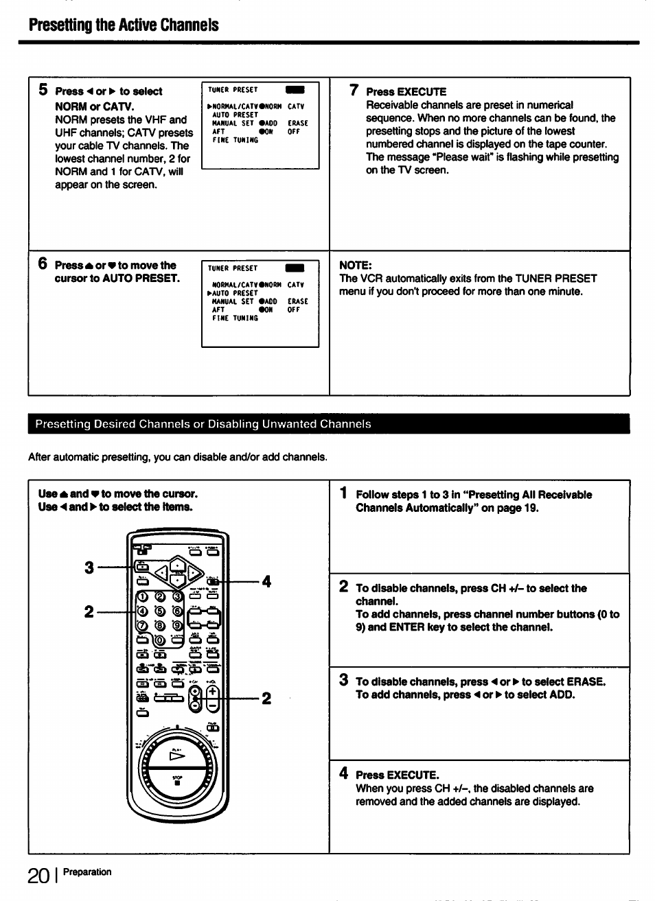 Presetting the active channels | Sony SLV-750HF User Manual | Page 20 / 66