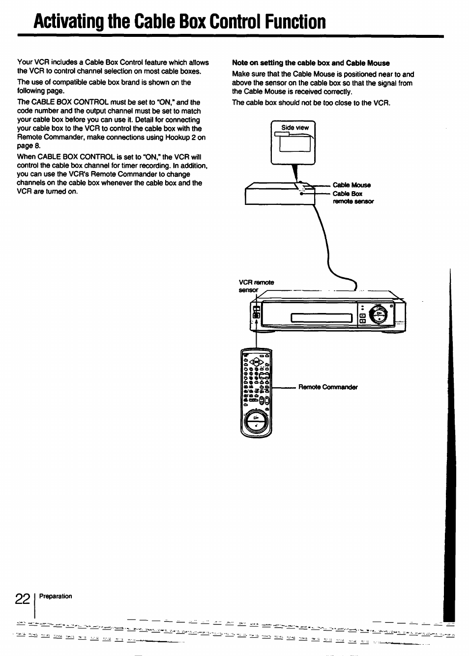 Activating the cabie box controi function, Activating the cable box control function | Sony SLV-750HF User Manual | Page 22 / 66