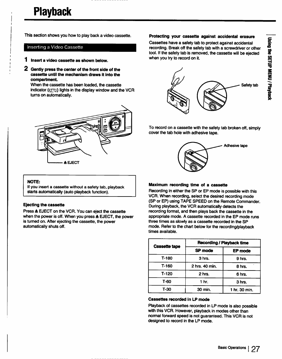 Playback, I 27 | Sony SLV-750HF User Manual | Page 27 / 66
