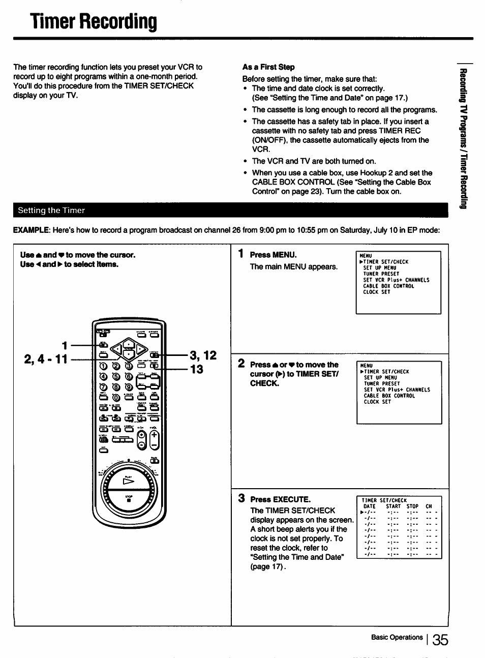 Timer recording, 3) id s se ^ id, O *(d ^ gi (g) i=3 (5 | Isnsi c5)i.№~a, Isnsi c5)i.№~a 1 | Sony SLV-750HF User Manual | Page 35 / 66