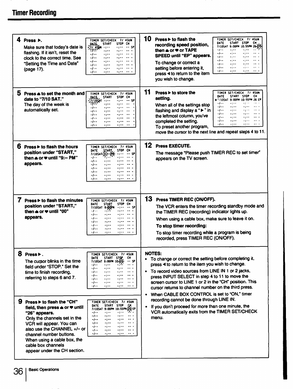 Timer recording | Sony SLV-750HF User Manual | Page 36 / 66