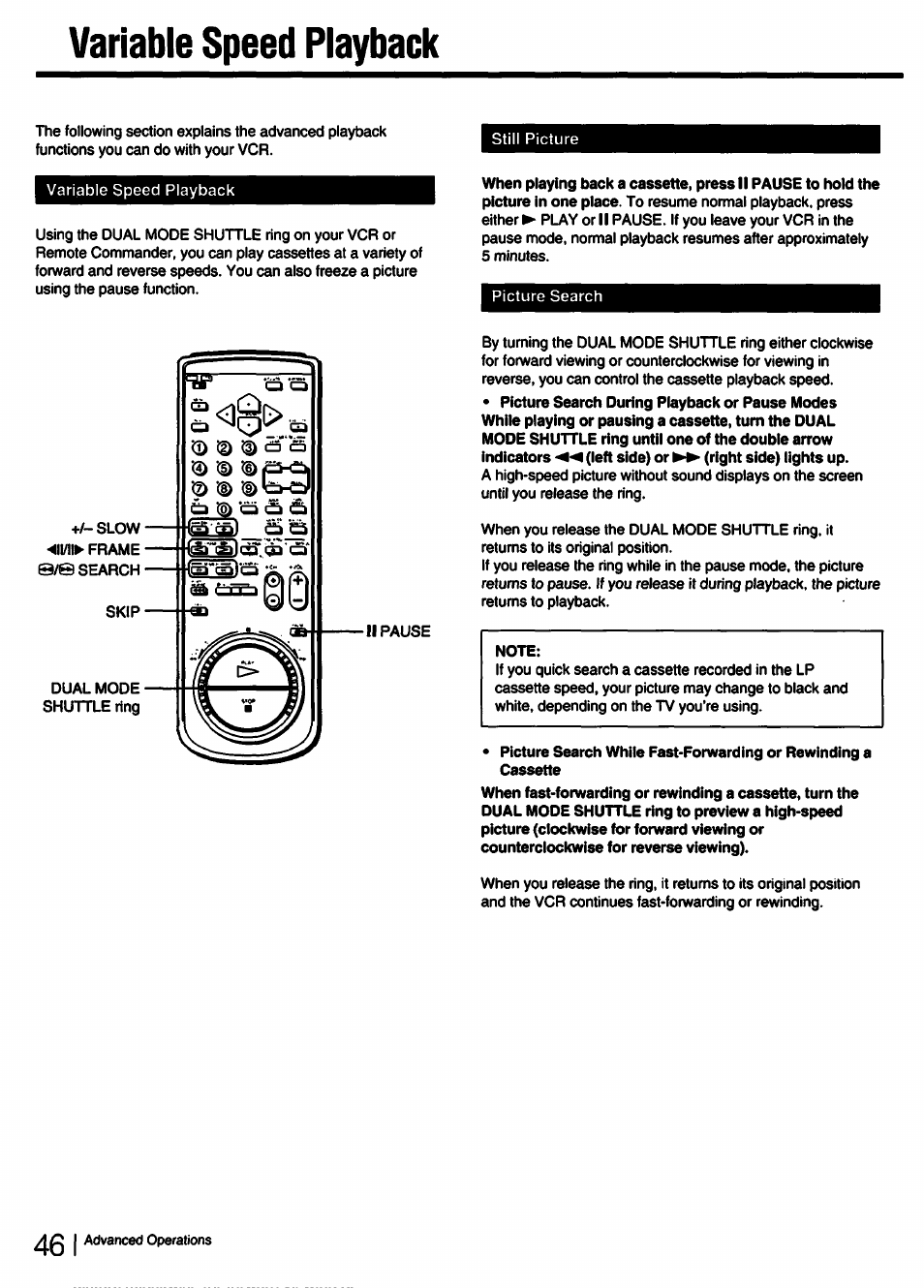 Variable speed playback | Sony SLV-750HF User Manual | Page 46 / 66
