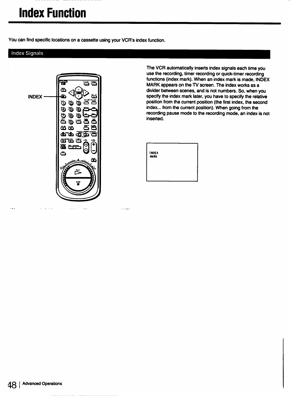 Index function | Sony SLV-750HF User Manual | Page 48 / 66