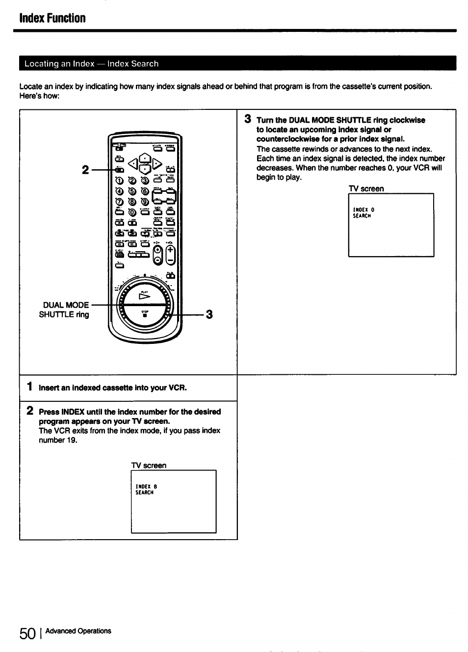 Index function, 50 i | Sony SLV-750HF User Manual | Page 50 / 66