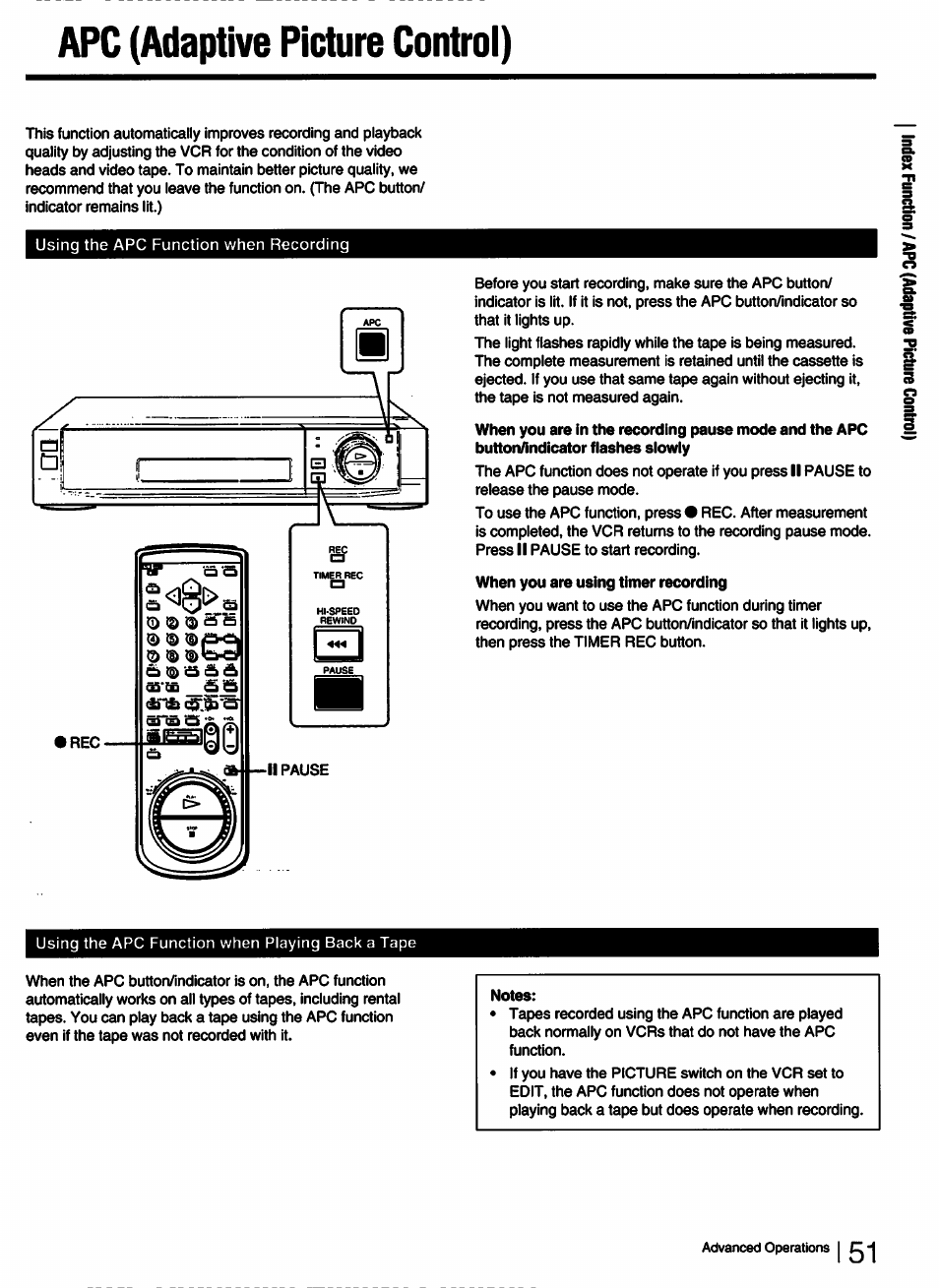 Apc (adaptive picture control) | Sony SLV-750HF User Manual | Page 51 / 66