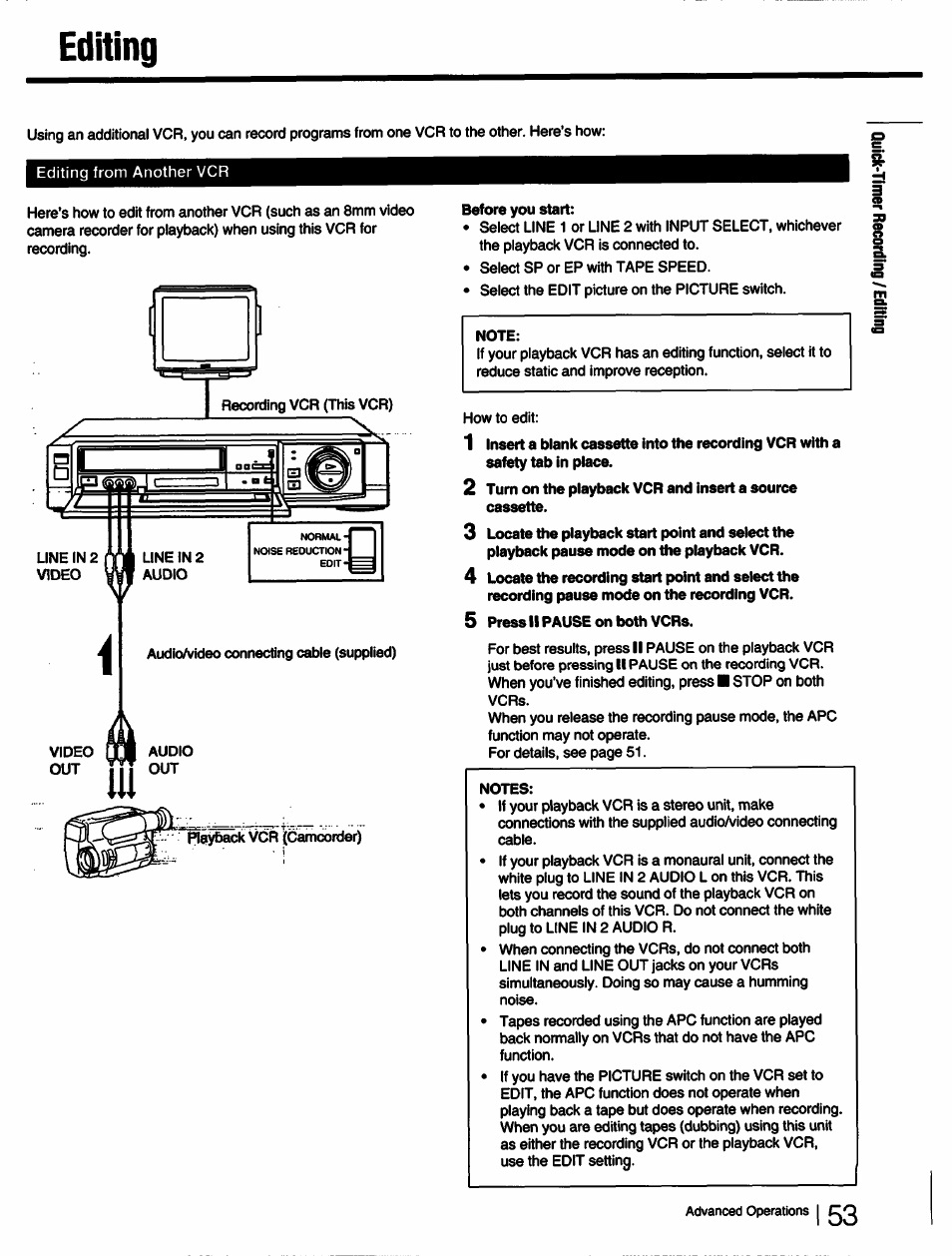 Editing | Sony SLV-750HF User Manual | Page 53 / 66
