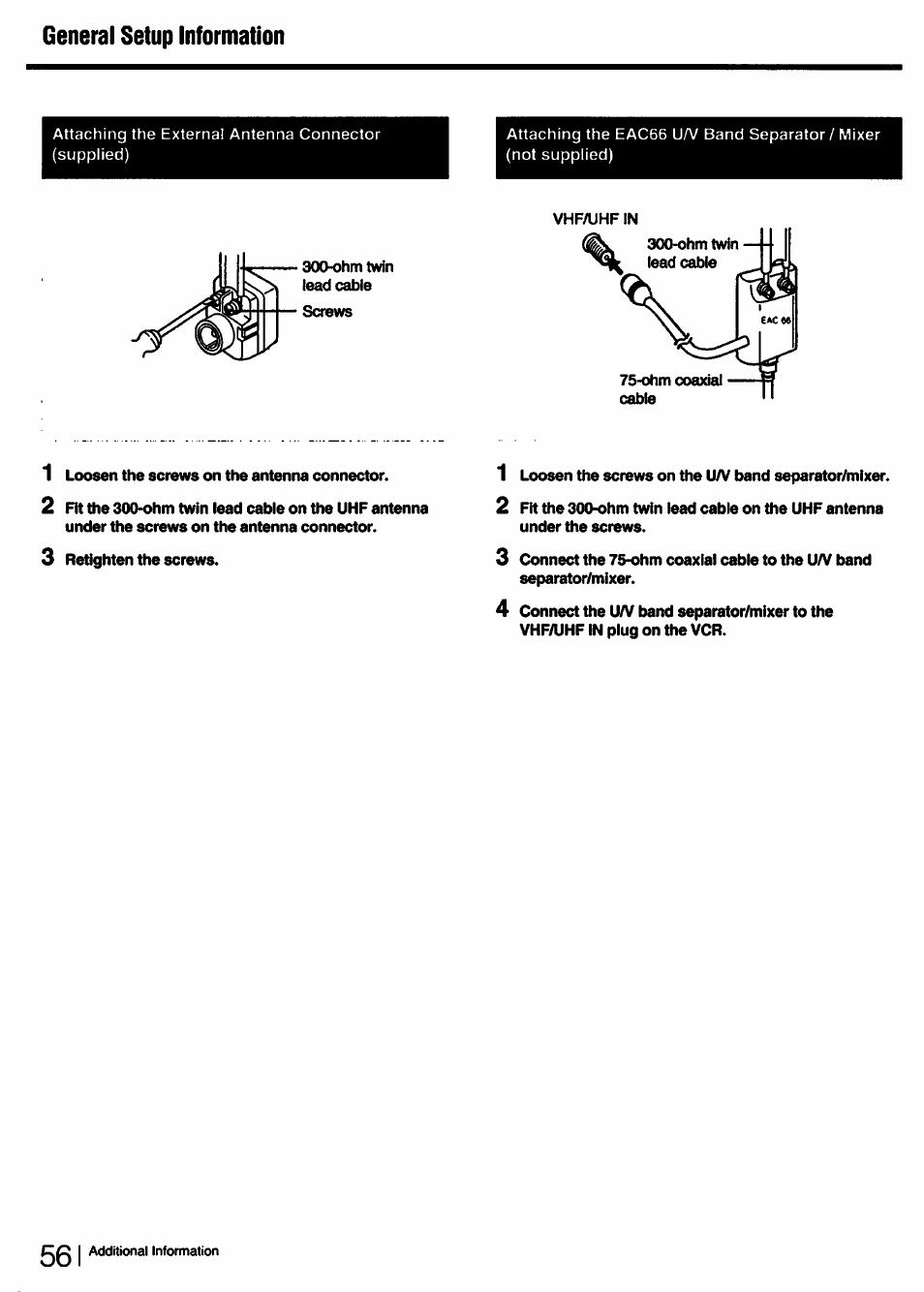 General setup information | Sony SLV-750HF User Manual | Page 56 / 66