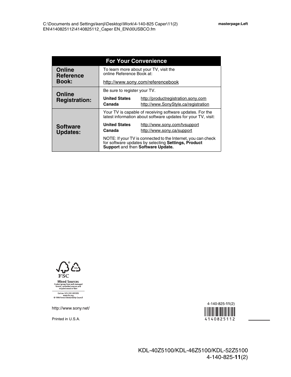 Sony KDL-52Z5100 User Manual | Page 48 / 48