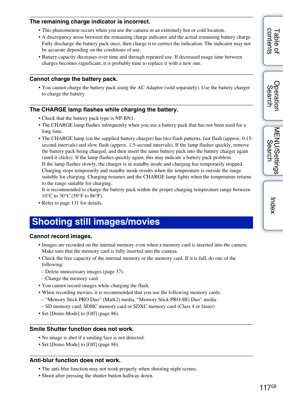 Shooting still images/movies | Sony DSC-W560 User Manual | Page 117 / 141