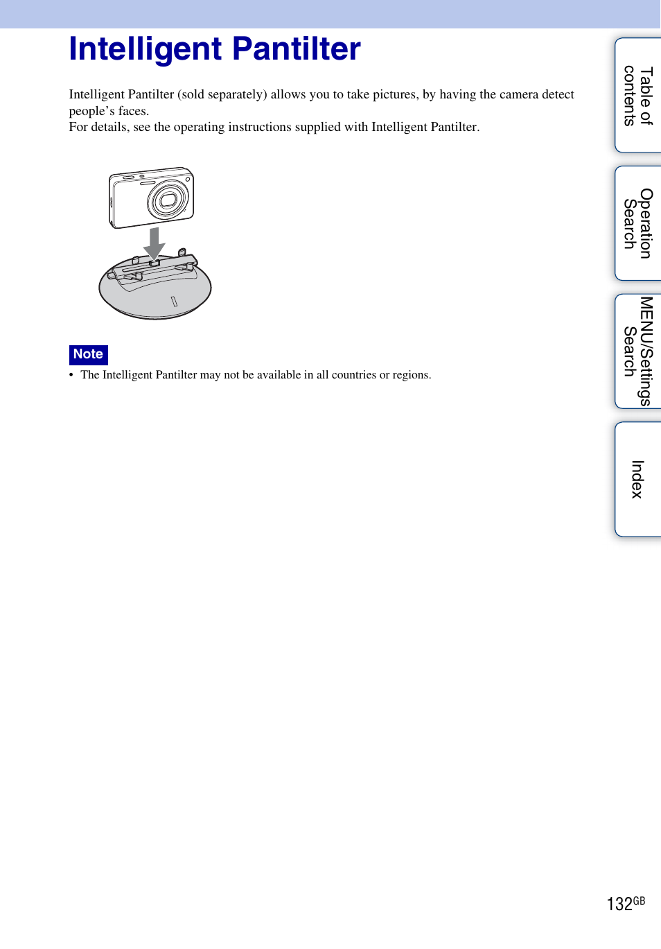 Intelligent pantilter | Sony DSC-W560 User Manual | Page 132 / 141
