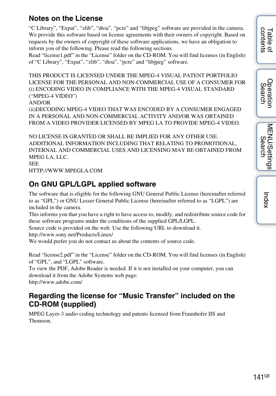 Sony DSC-W560 User Manual | Page 141 / 141