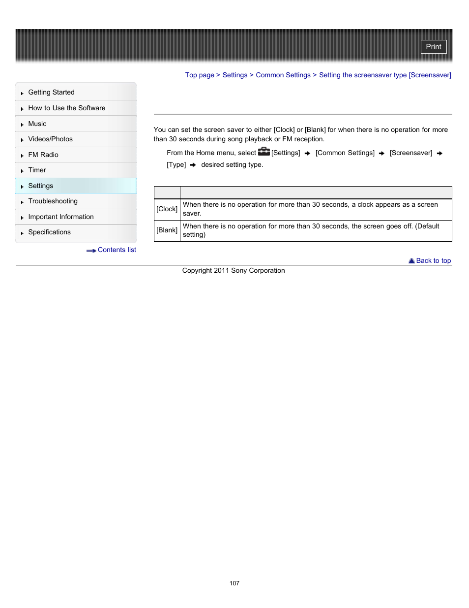 Setting the screensaver type [screensaver, Details, While | Sony NWZ-E364BLK User Manual | Page 107 / 172