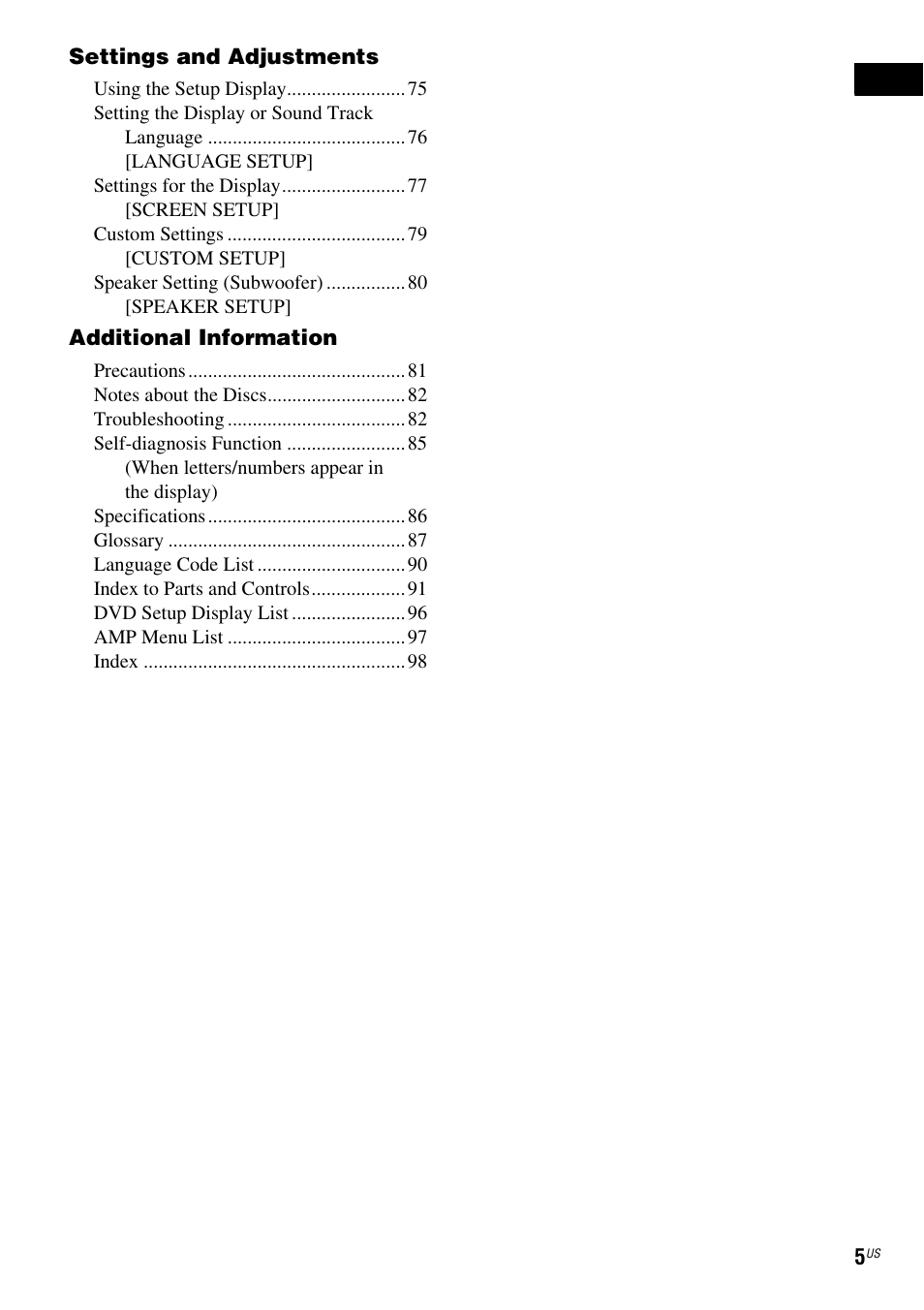Sony DAV-X1 User Manual | Page 5 / 99