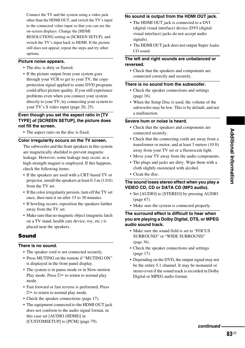 Sony DAV-X1 User Manual | Page 83 / 99