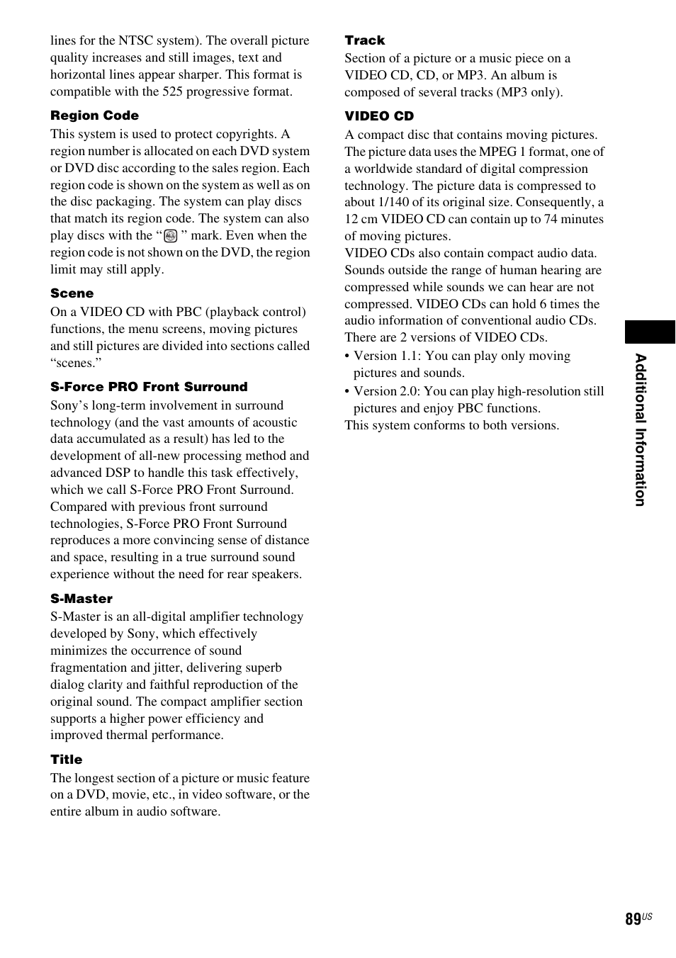 Sony DAV-X1 User Manual | Page 89 / 99
