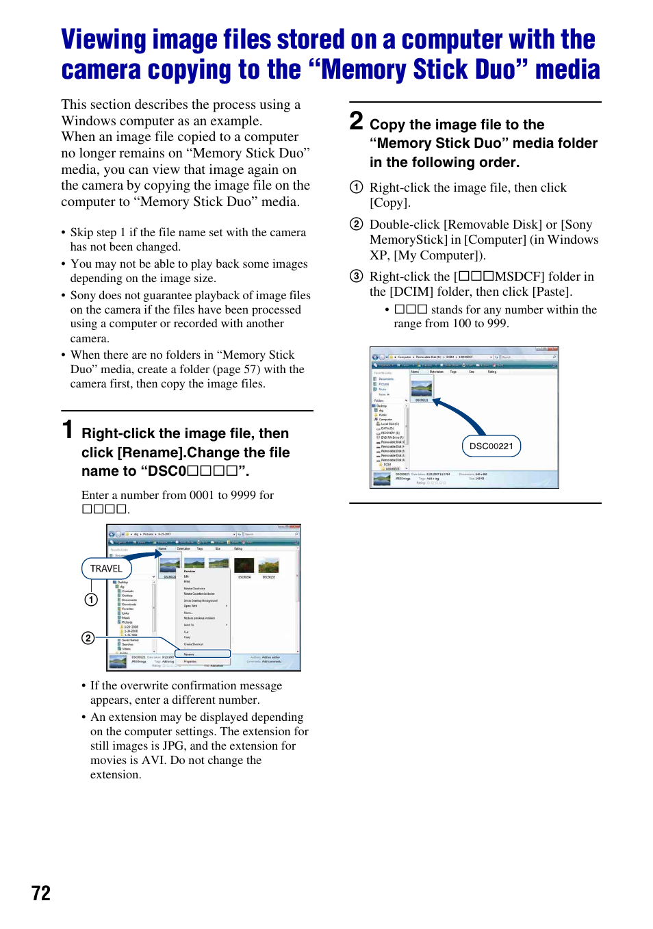 Sony DSC-S930 User Manual | Page 72 / 100