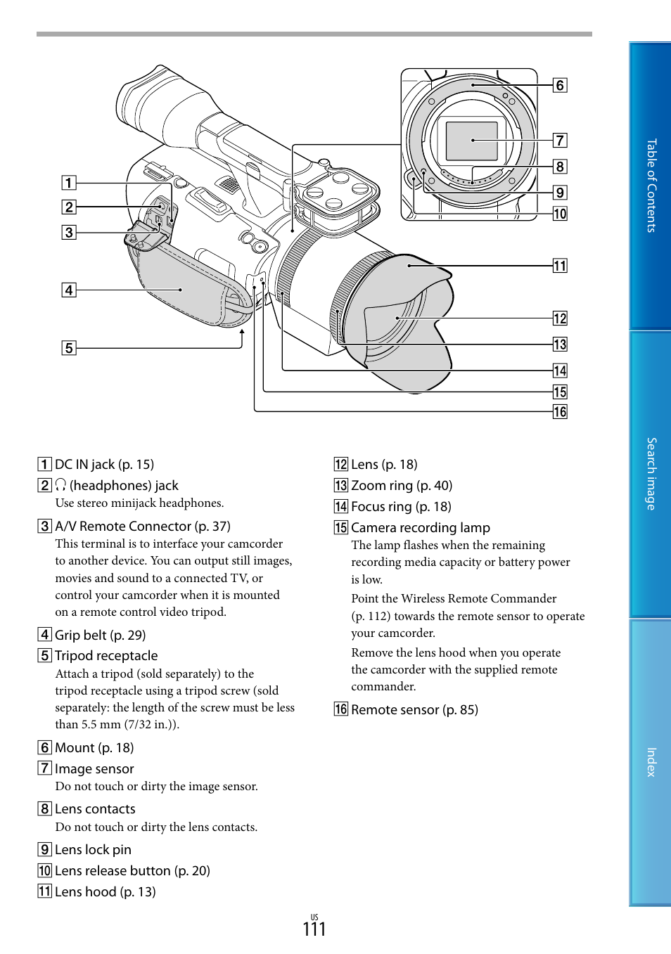 111) i | Sony NEX-VG30H User Manual | Page 111 / 116