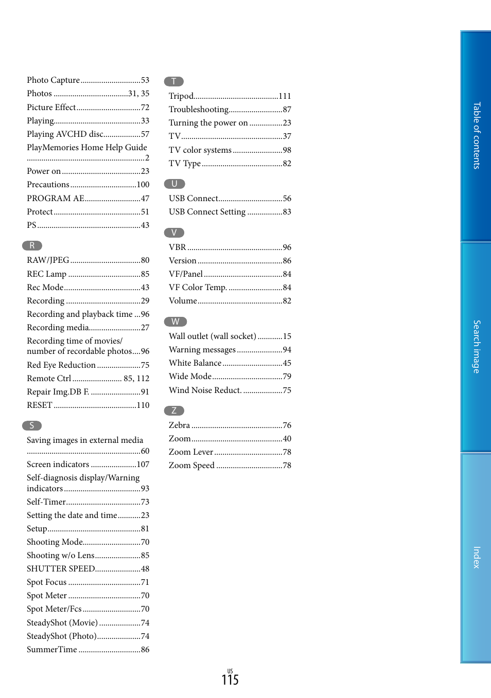 Sony NEX-VG30H User Manual | Page 115 / 116