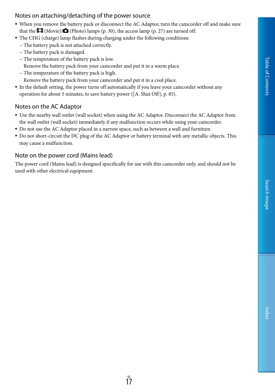 Sony NEX-VG30H User Manual | Page 17 / 116