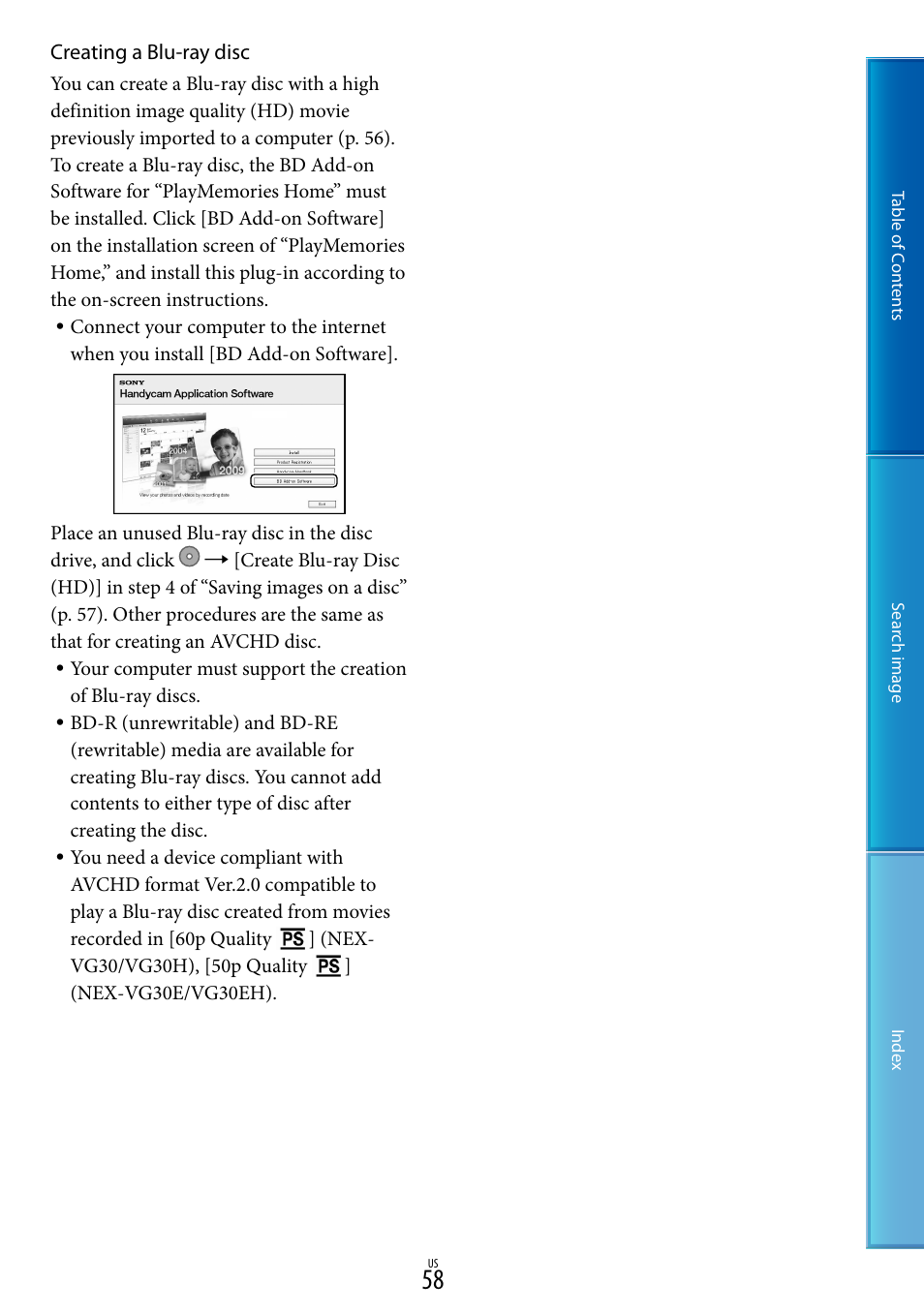 E 58 | Sony NEX-VG30H User Manual | Page 58 / 116