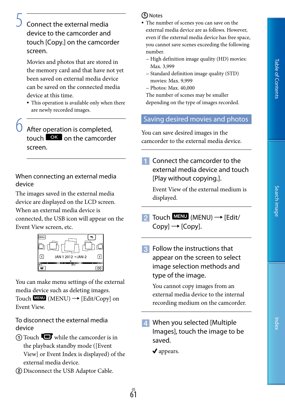 Saving desired movies and photos | Sony NEX-VG30H User Manual | Page 61 / 116