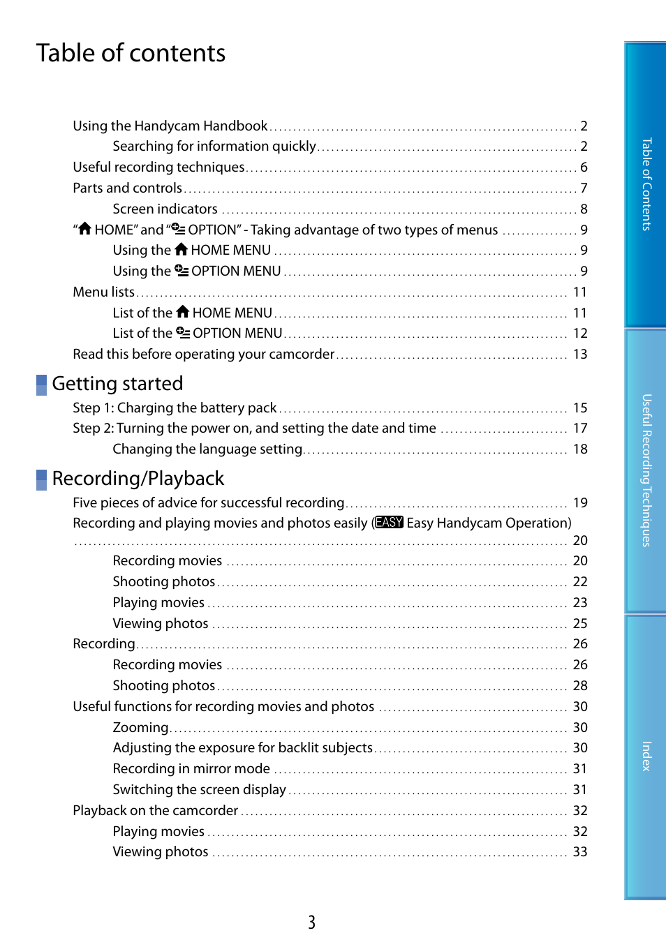 Sony DCR-SX60 User Manual | Page 3 / 101