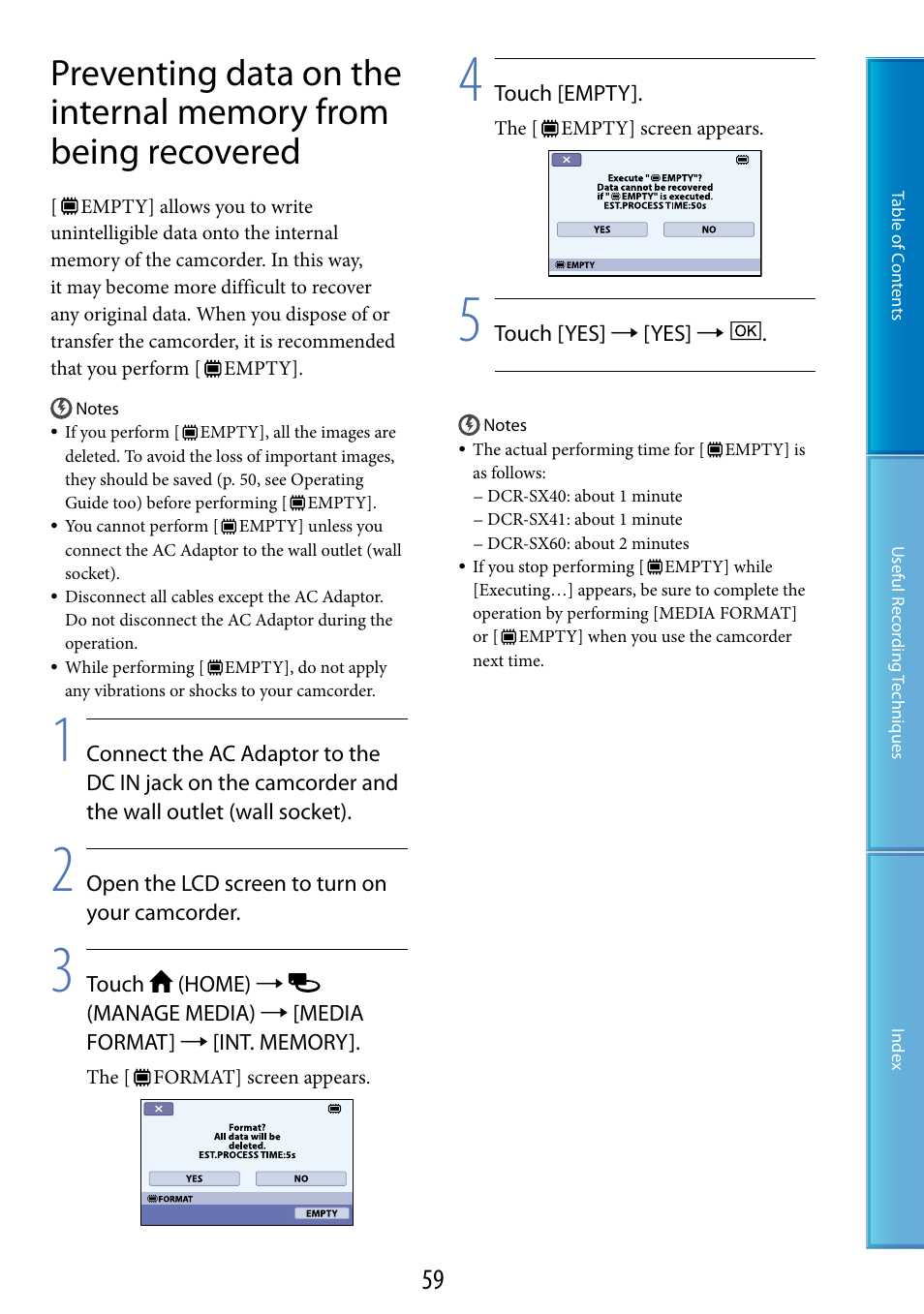 59) t | Sony DCR-SX60 User Manual | Page 59 / 101