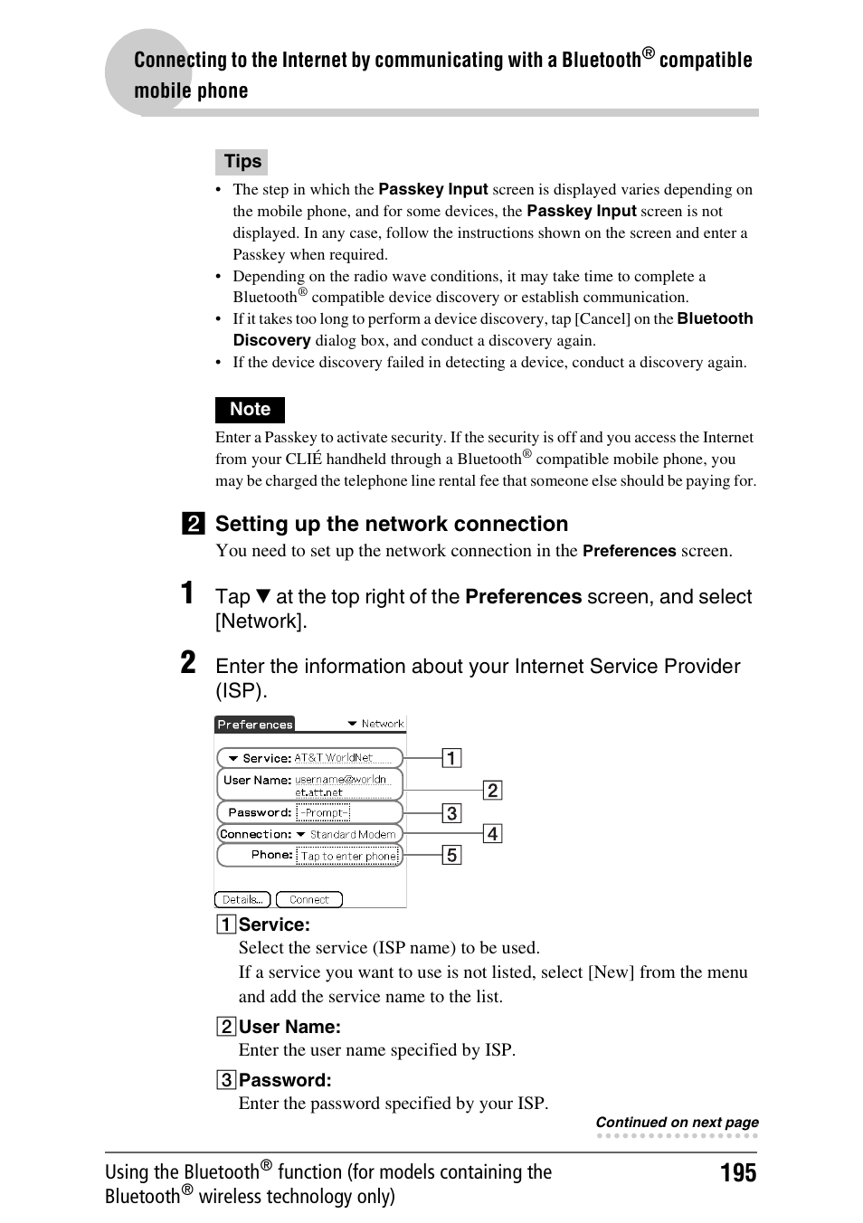 2setting up the network connection | Sony PEG-TH55 User Manual | Page 195 / 231