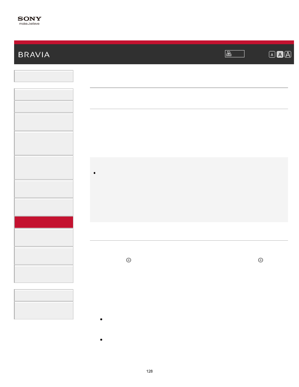 Current view information search | Sony KDL-70X830B User Manual | Page 134 / 256