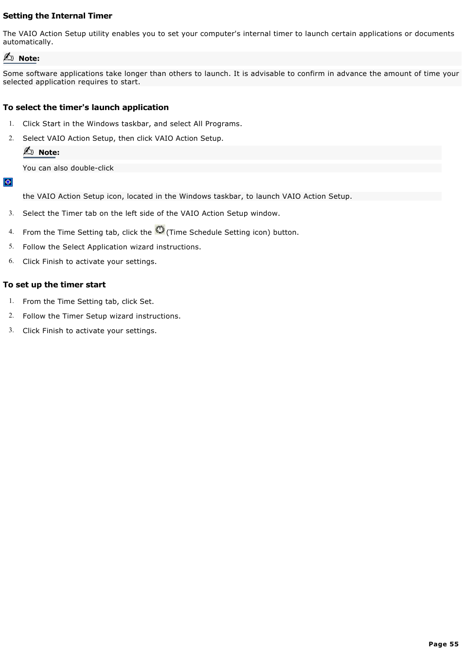 Setting the internal timer | Sony PCV-MXS10 User Manual | Page 55 / 112