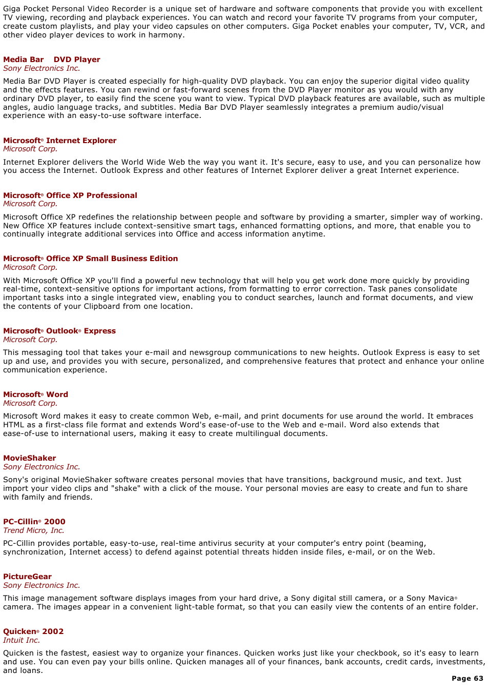 Sony PCV-MXS10 User Manual | Page 63 / 112