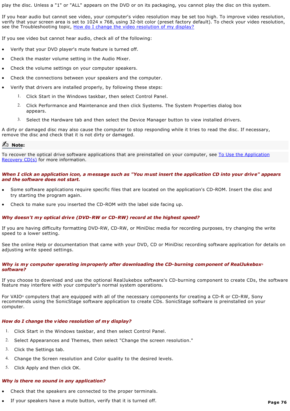 Sony PCV-MXS10 User Manual | Page 76 / 112