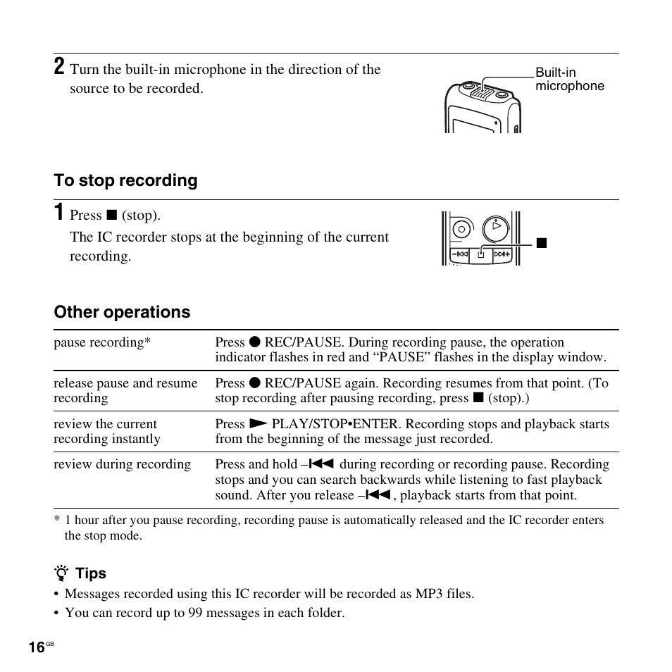 Sony ICD-PX820D User Manual | Page 16 / 96