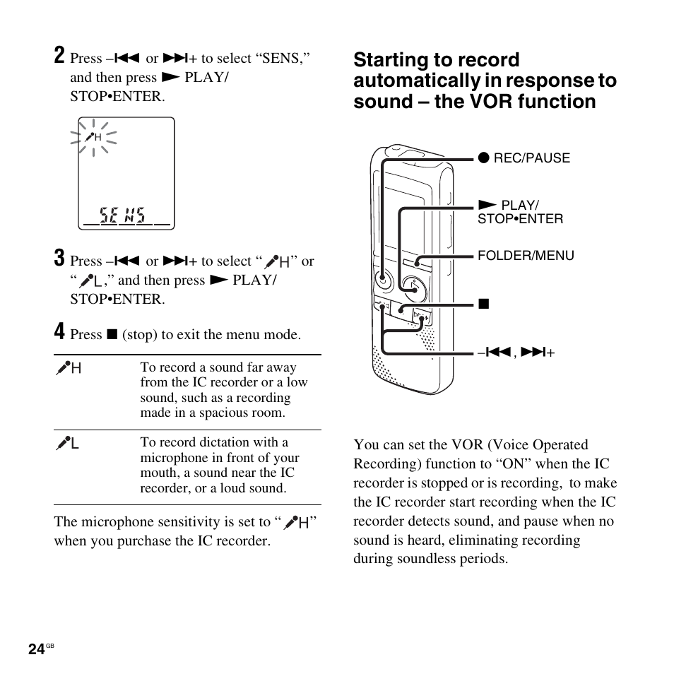 Sony ICD-PX820D User Manual | Page 24 / 96