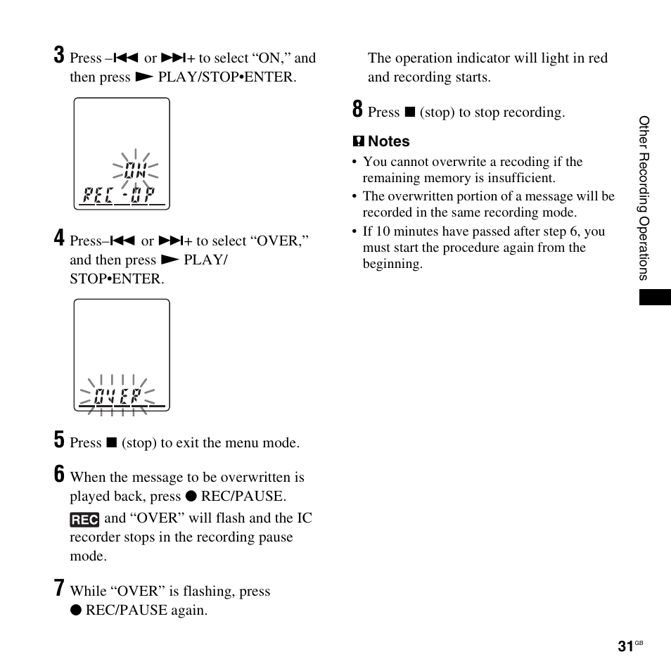 Sony ICD-PX820D User Manual | Page 31 / 96