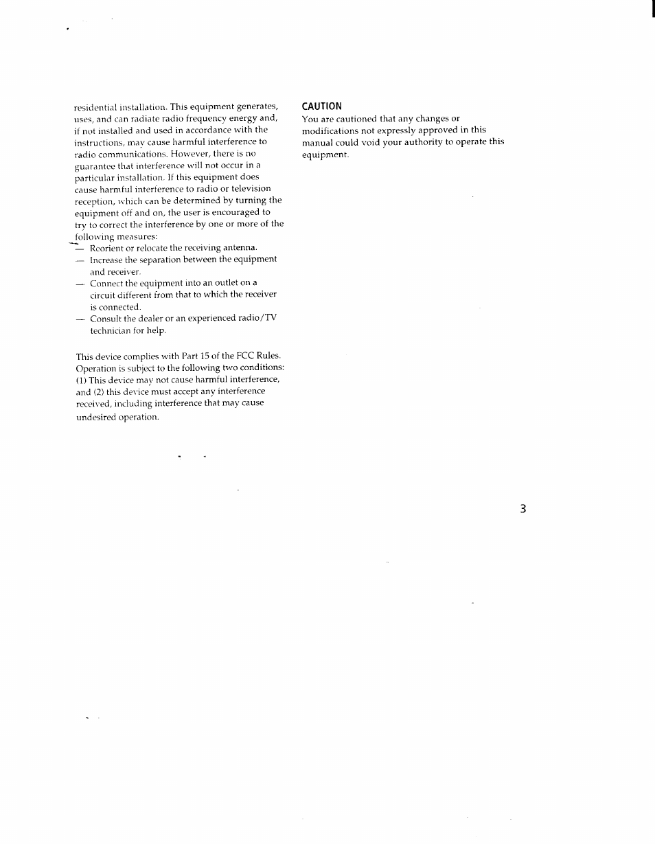 Caution | Sony CAV-1 User Manual | Page 3 / 31