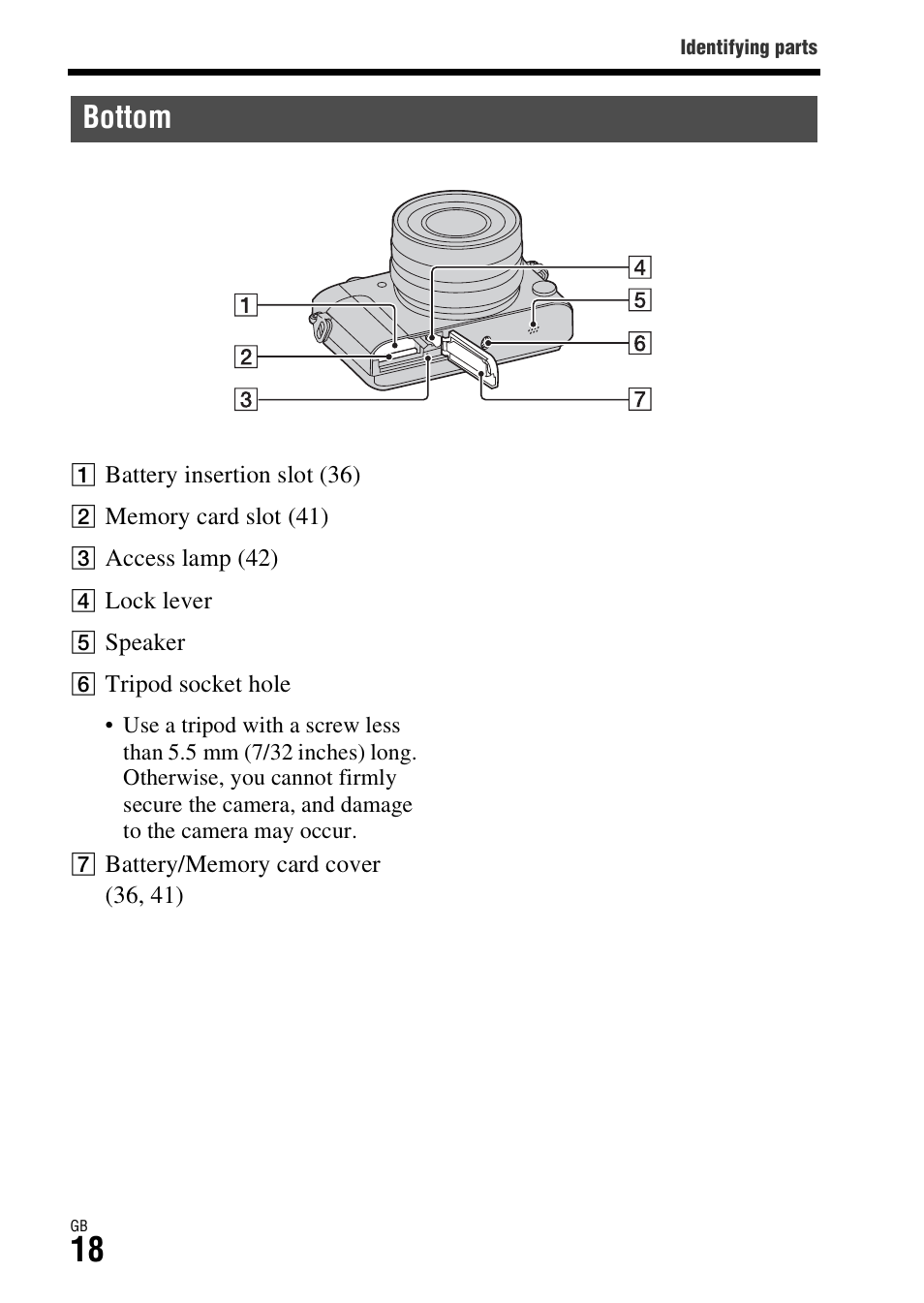 Bottom | Sony DSC-RX1R User Manual | Page 18 / 76