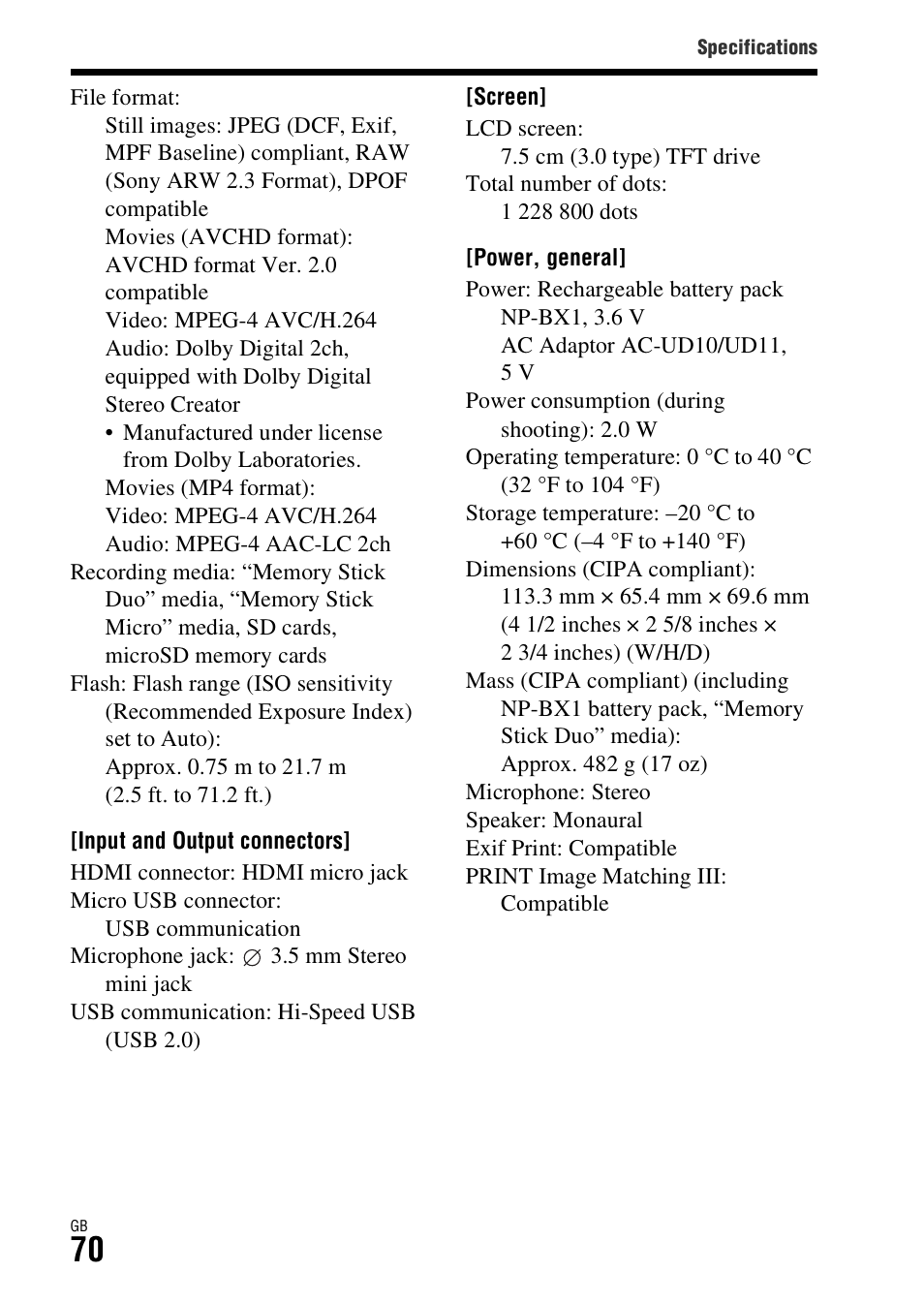 Sony DSC-RX1R User Manual | Page 70 / 76