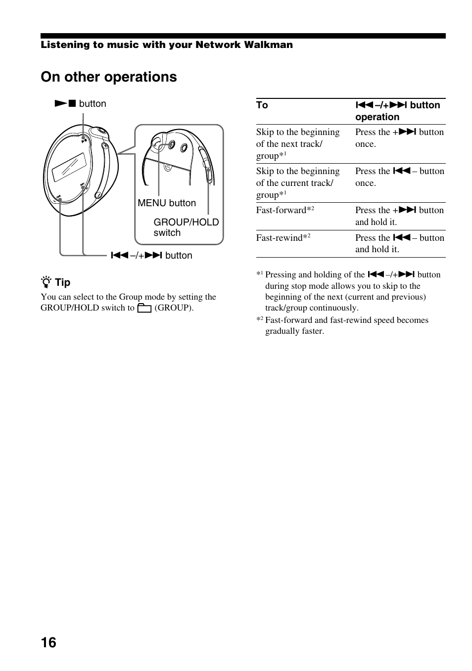 On other operations | Sony NW-E103PS User Manual | Page 16 / 46