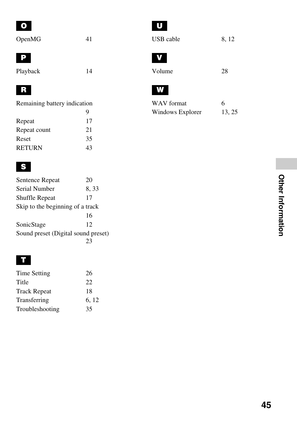 Sony NW-E103PS User Manual | Page 45 / 46