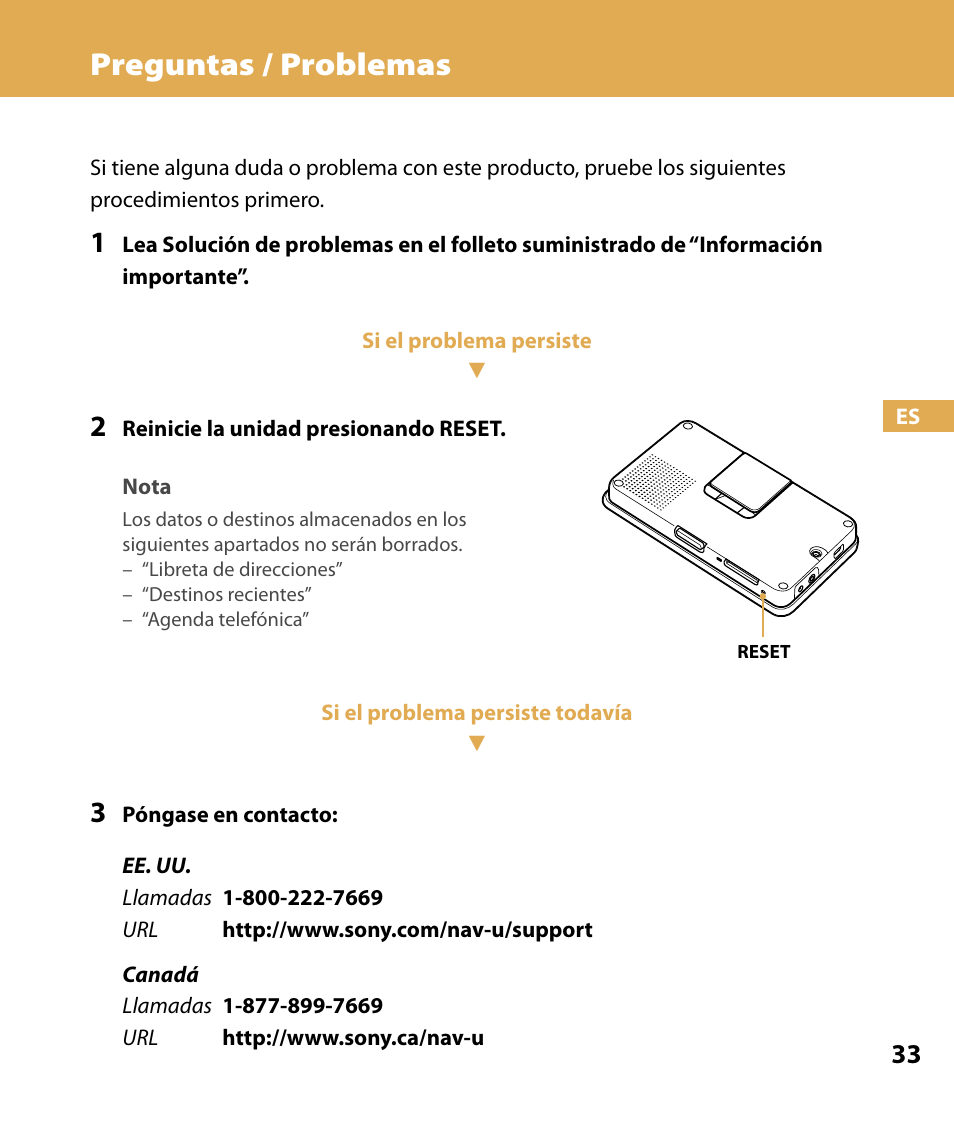 Preguntas / problemas | Sony NV-U74T User Manual | Page 101 / 104