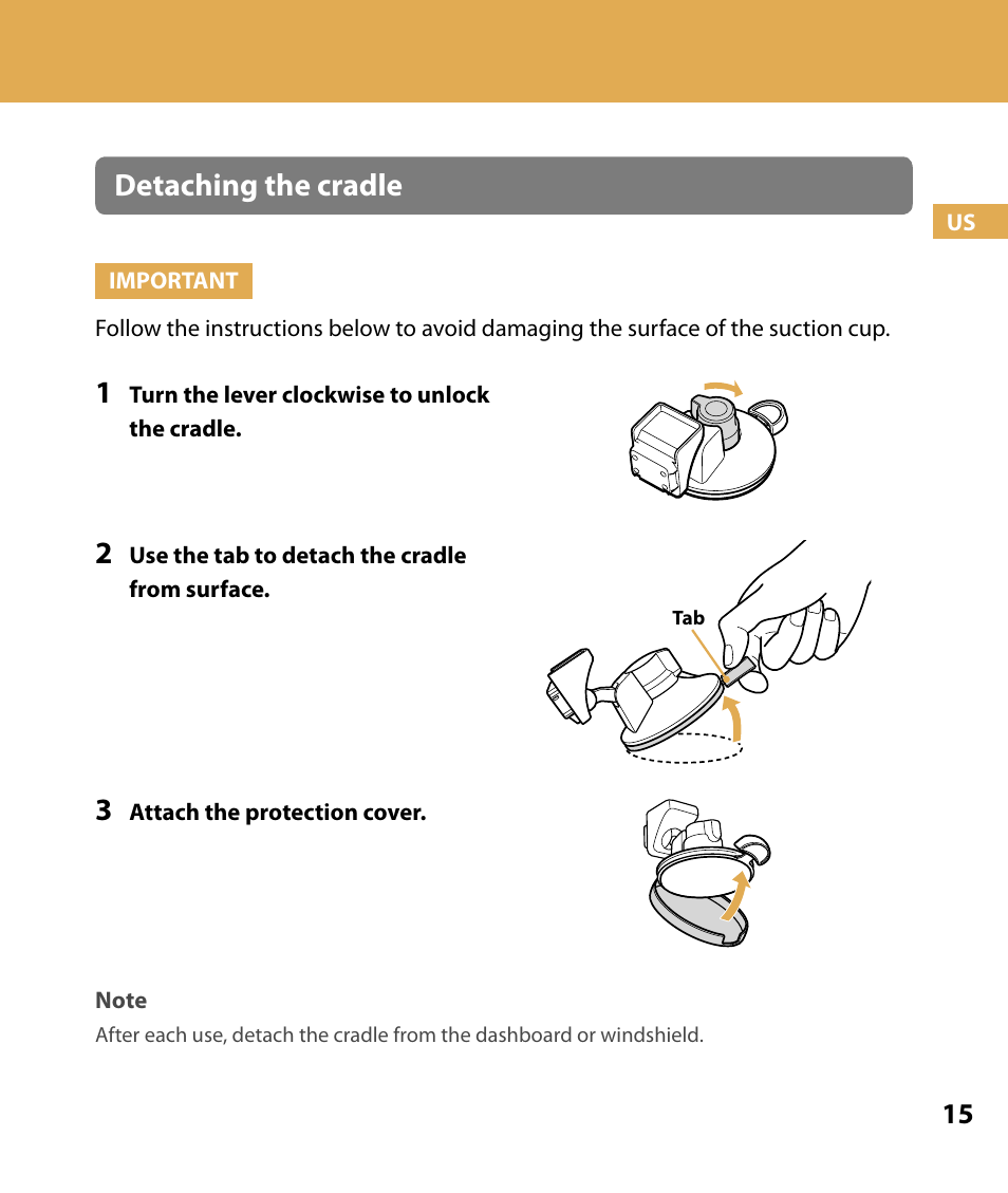 Detaching the cradle | Sony NV-U74T User Manual | Page 15 / 104