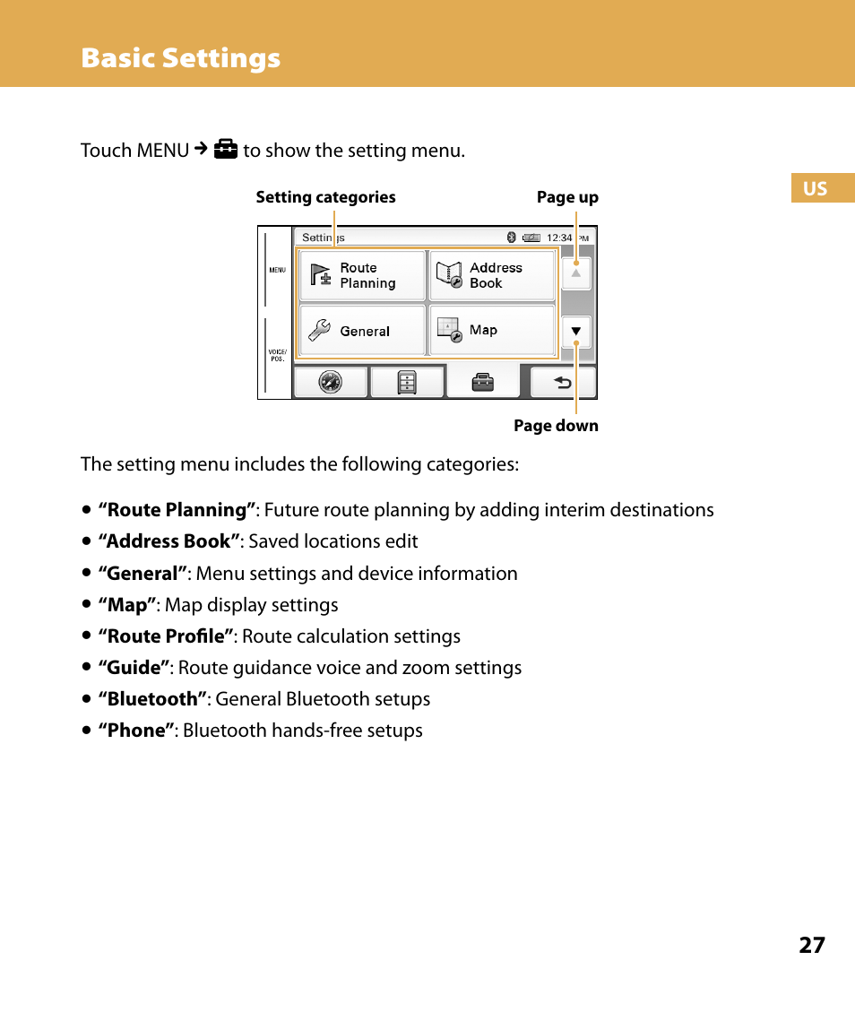 Basic settings | Sony NV-U74T User Manual | Page 27 / 104