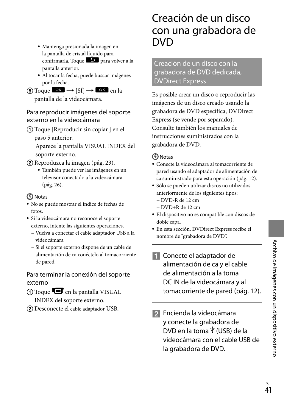 Creación de un disco con una grabadora de dvd | Sony DCR-SX44 User Manual | Page 111 / 139
