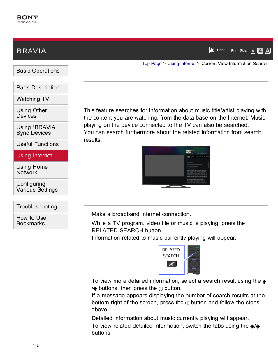Current view information search | Sony XBR-65X850A User Manual | Page 148 / 249