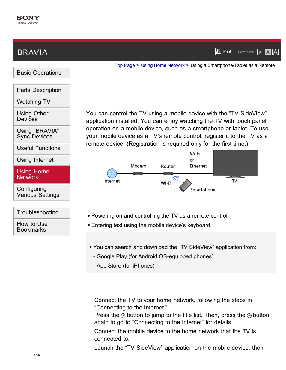 Using a smartphone/tablet as a remote | Sony XBR-65X850A User Manual | Page 160 / 249