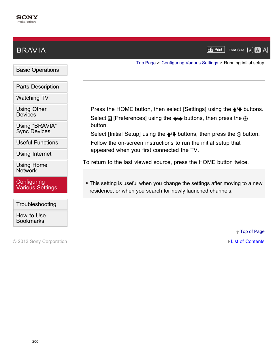Running initial setup | Sony XBR-65X850A User Manual | Page 206 / 249