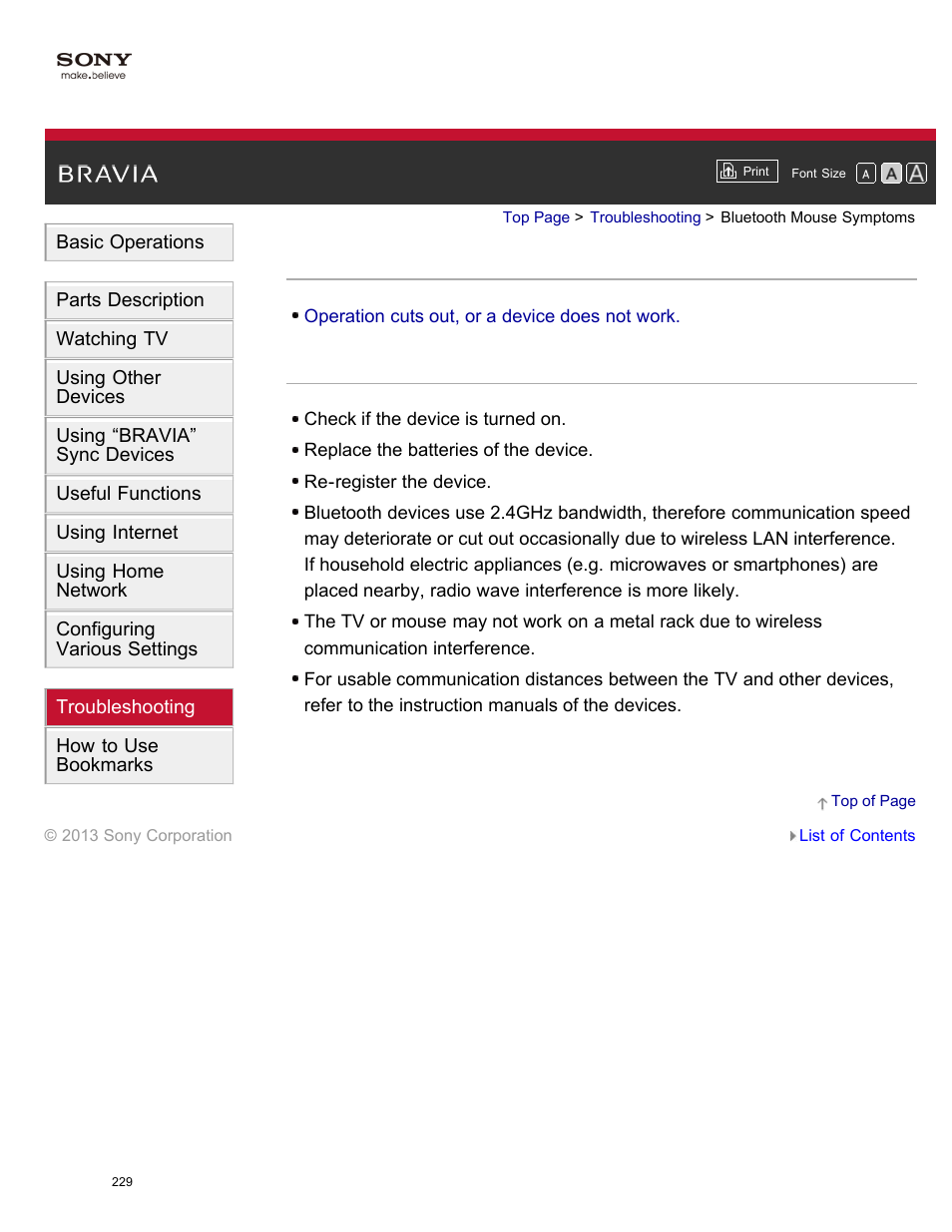 Bluetooth mouse symptoms | Sony XBR-65X850A User Manual | Page 235 / 249